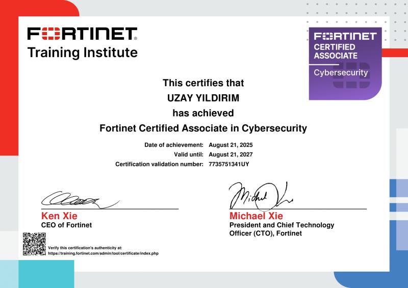 Fortinet Certified Associate Cybersecurity Certificate