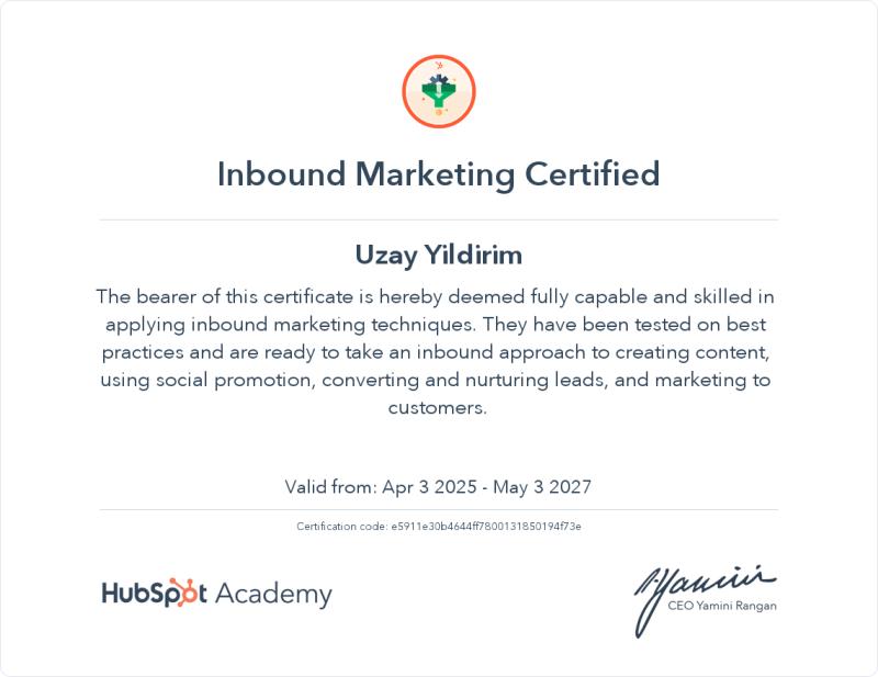 HubSpot Inbound Marketing Certification