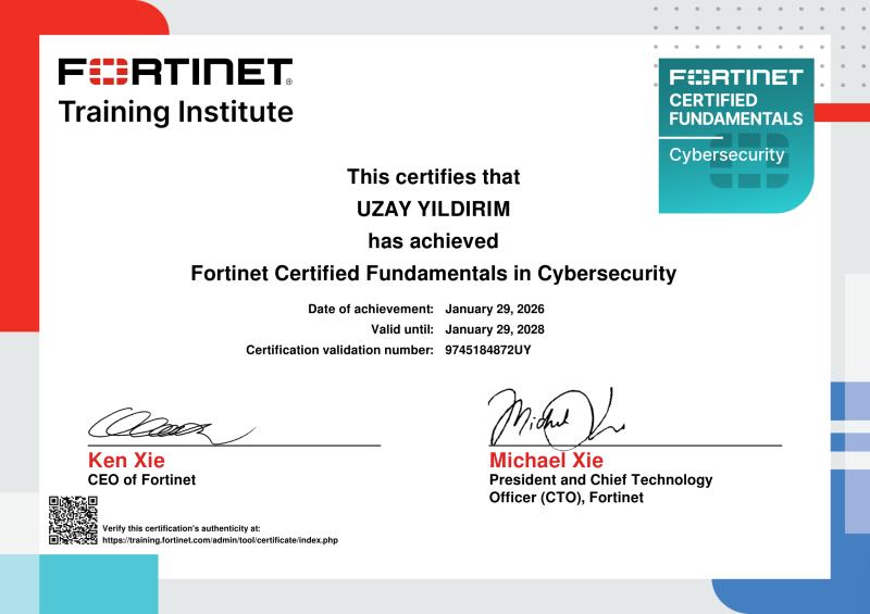 Fortinet Certified Fundamentals Cybersecurity Certificate